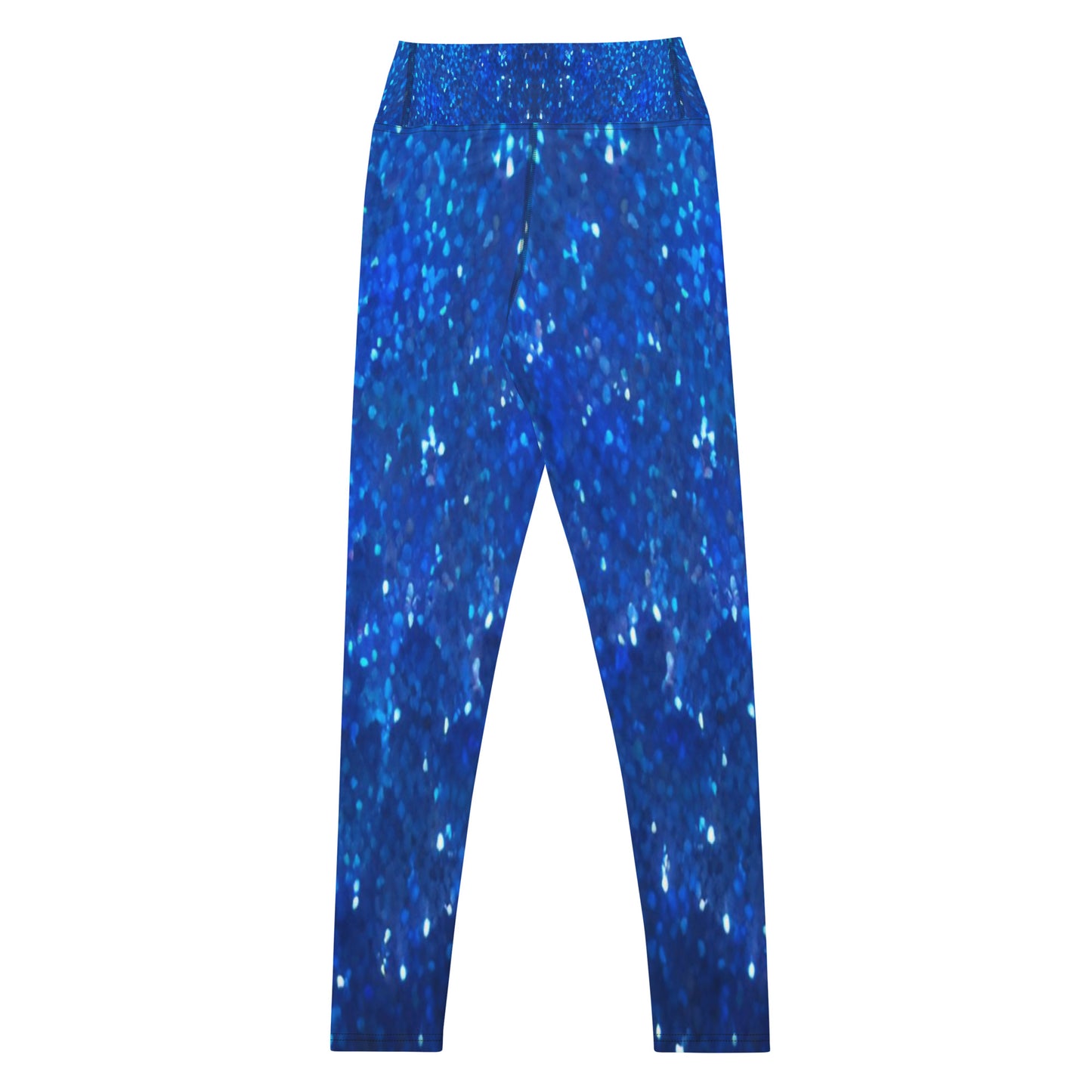 Blue Glitter Print Yoga Leggings For Women