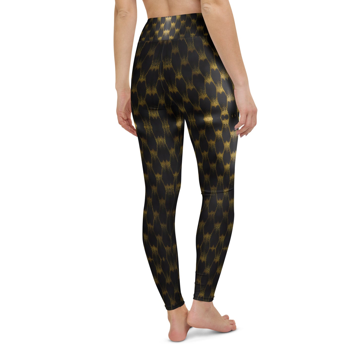 Exotic Gold Knots Print Yoga Leggings For Women