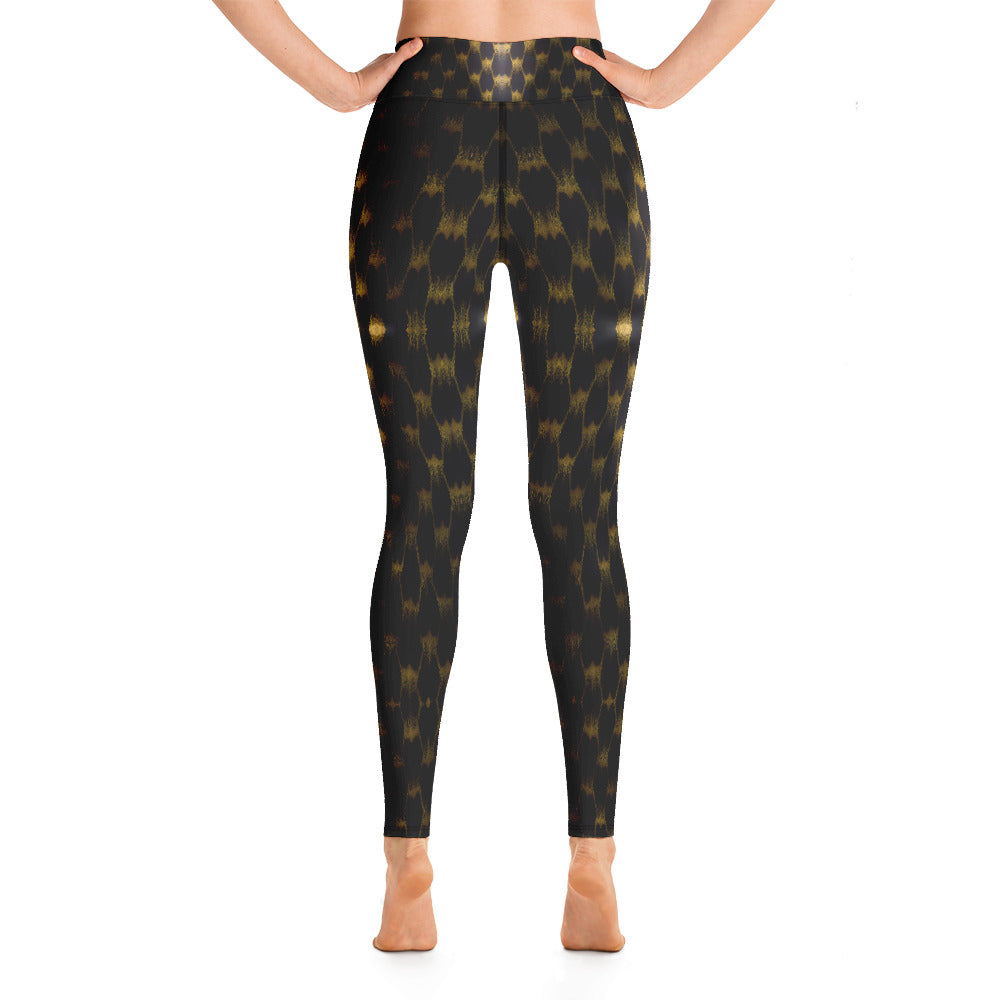 Exotic Gold Knots Print Yoga Leggings For Women