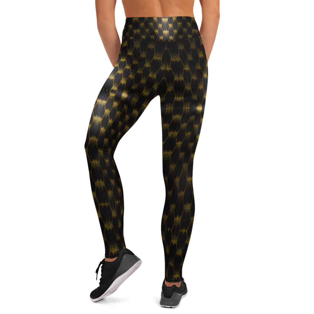 Exotic Gold Knots Print Yoga Leggings For Women