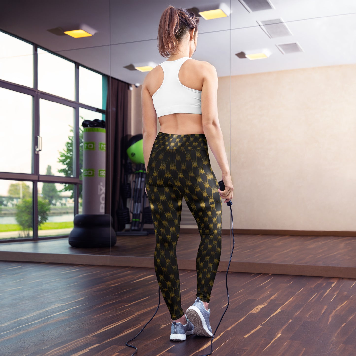 Exotic Gold Knots Print Yoga Leggings For Women