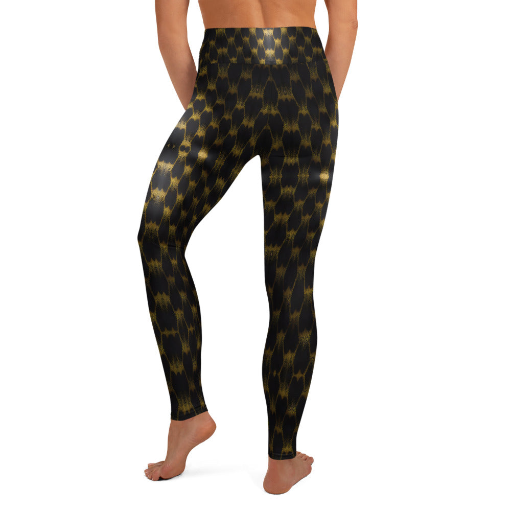 Exotic Gold Knots Print Yoga Leggings For Women