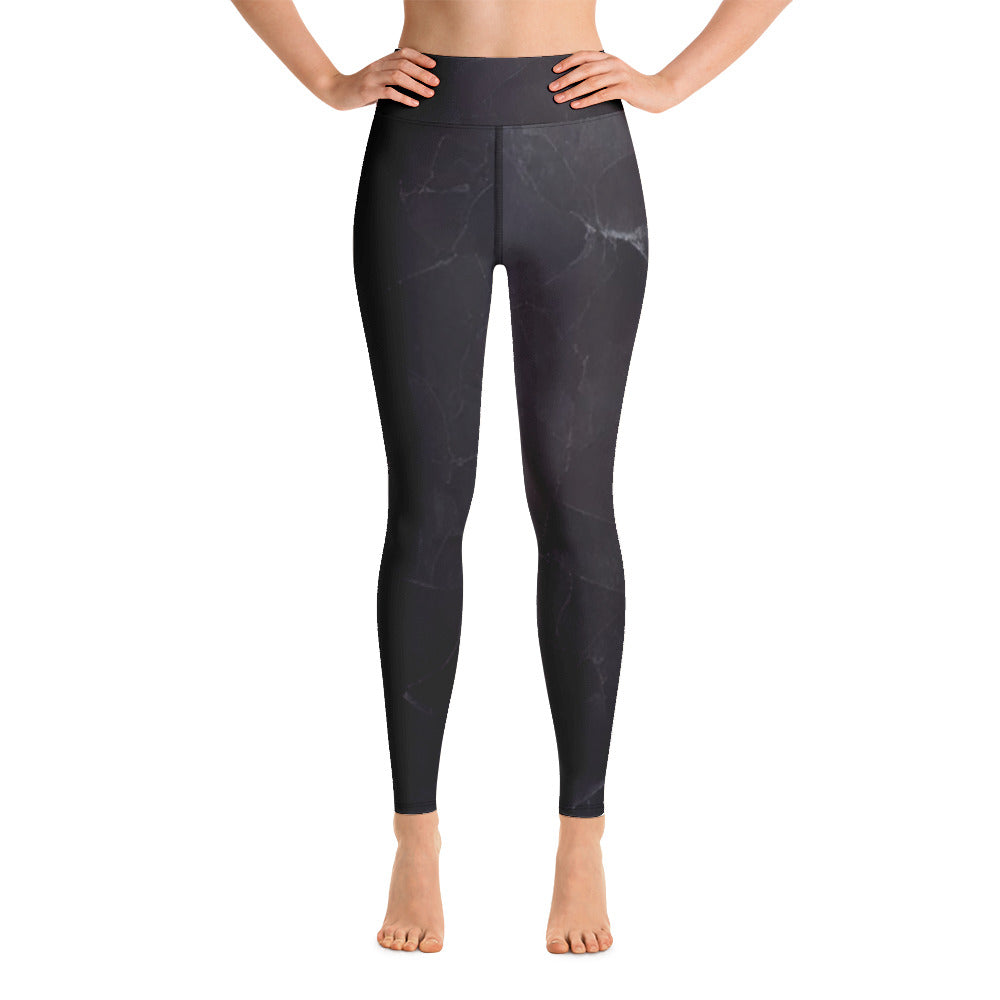 Black Slate Print Yoga Leggings For Women
