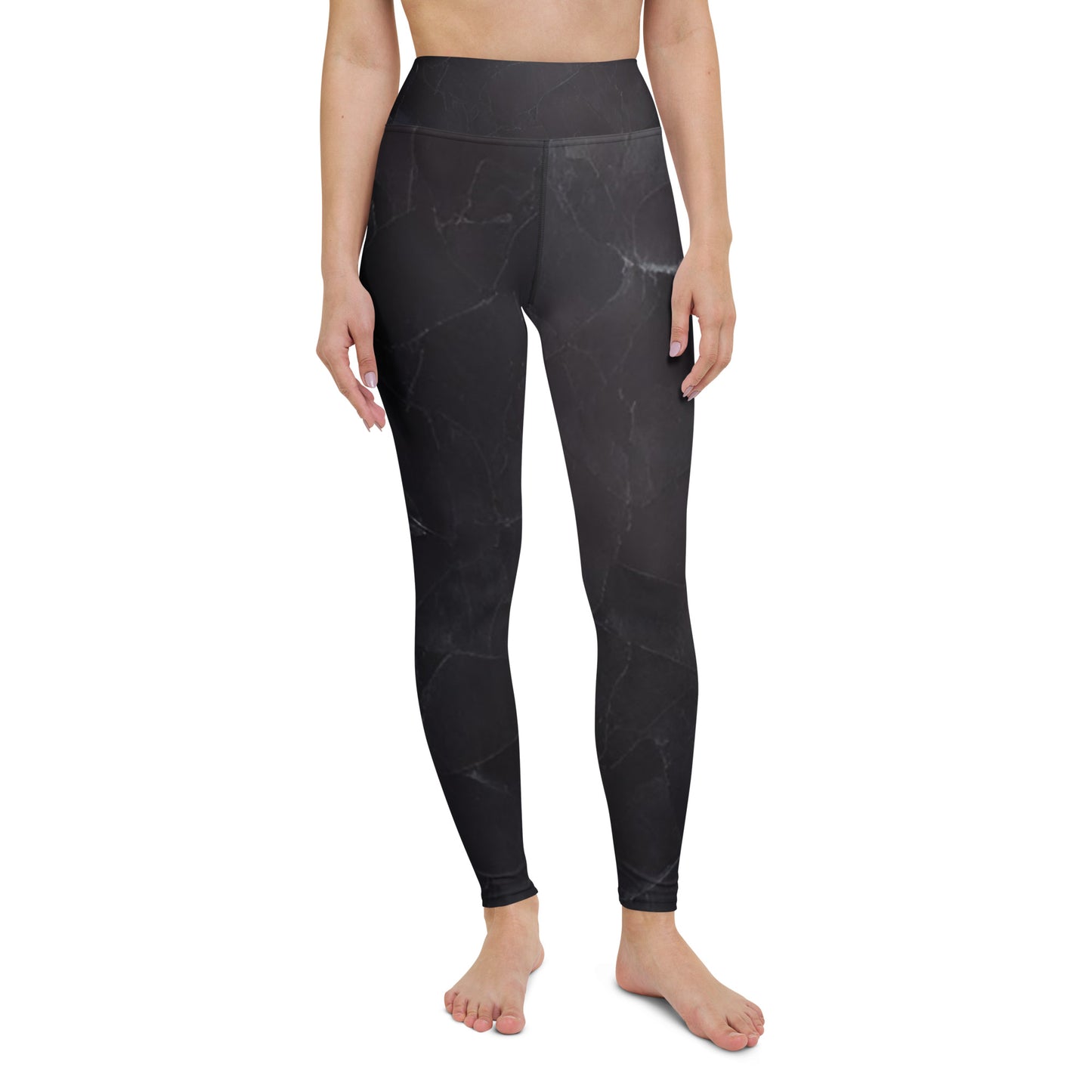 Black Slate Print Yoga Leggings For Women