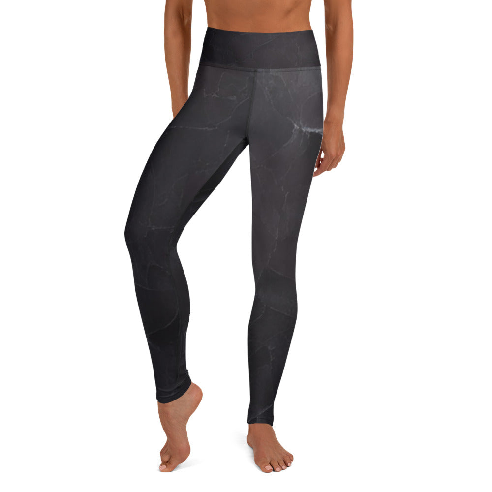 Black Slate Print Yoga Leggings For Women