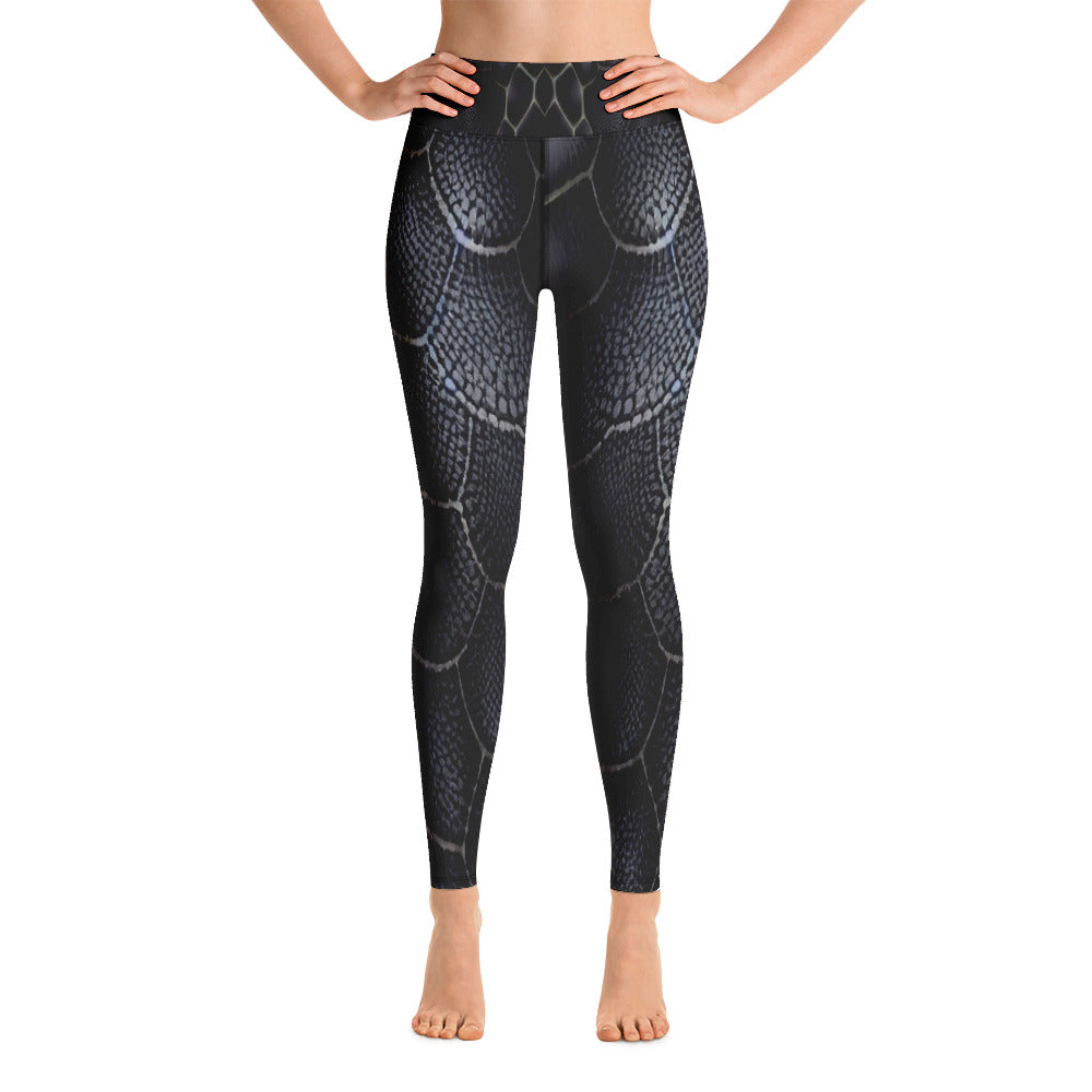 Black Mamba Snake Print Yoga Leggings For Women