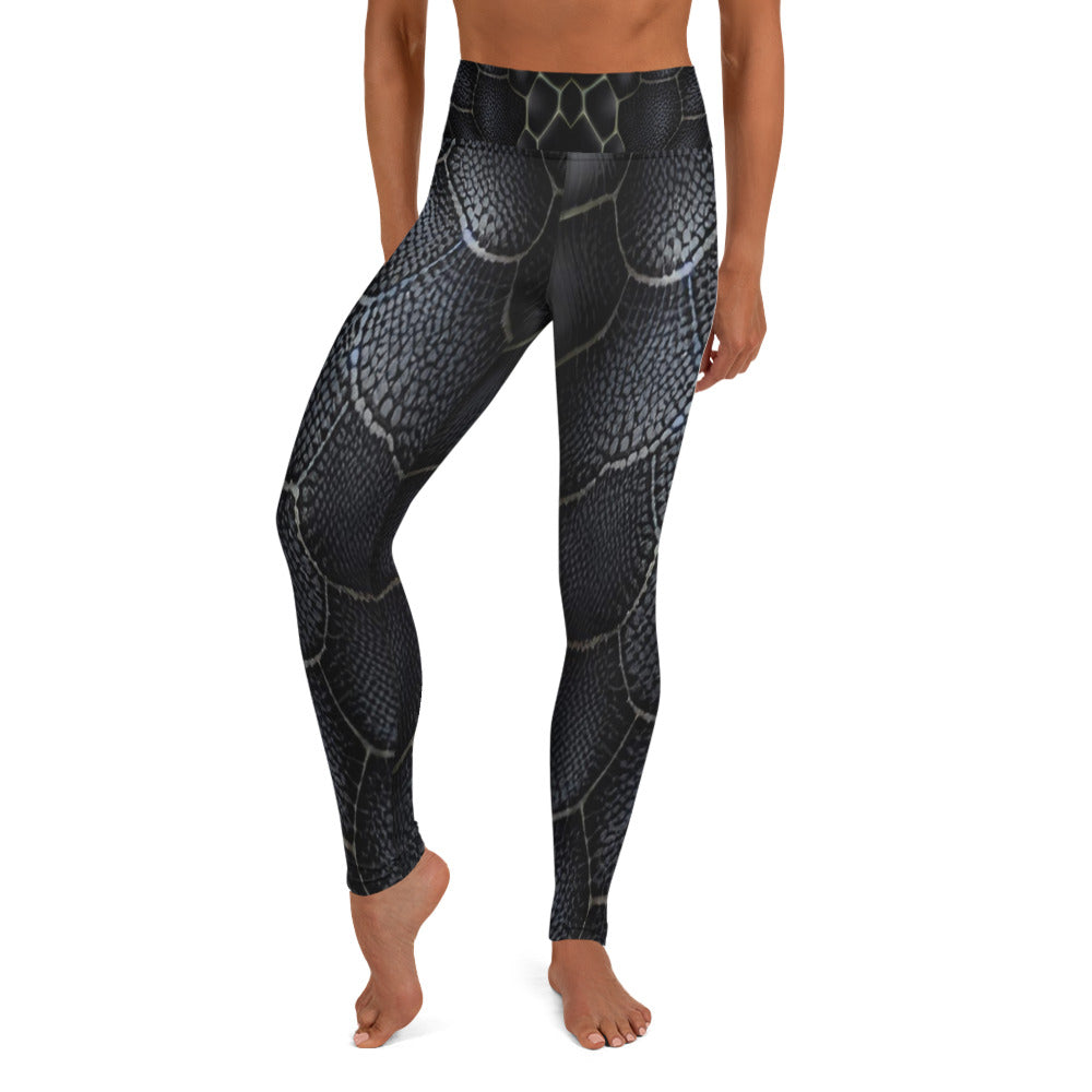 Black Mamba Snake Print Yoga Leggings For Women