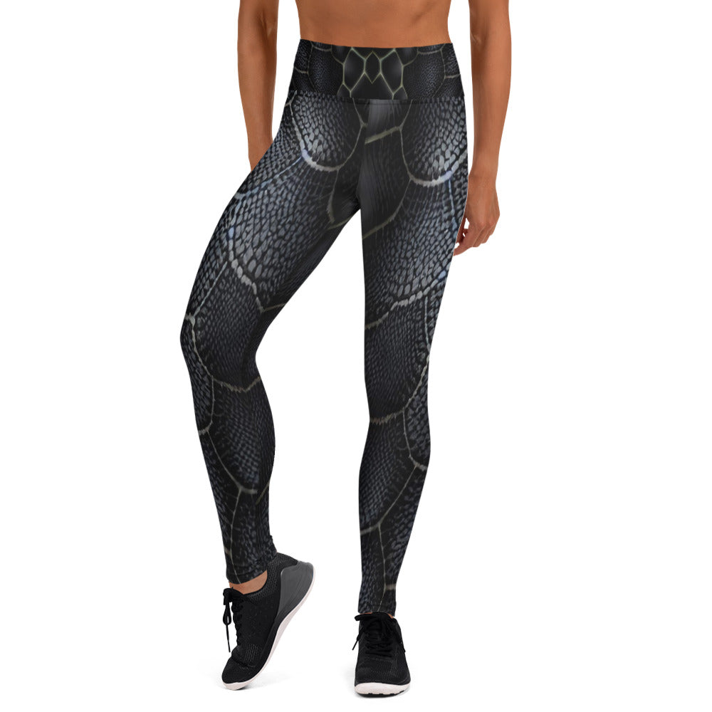 Black Mamba Snake Print Yoga Leggings For Women