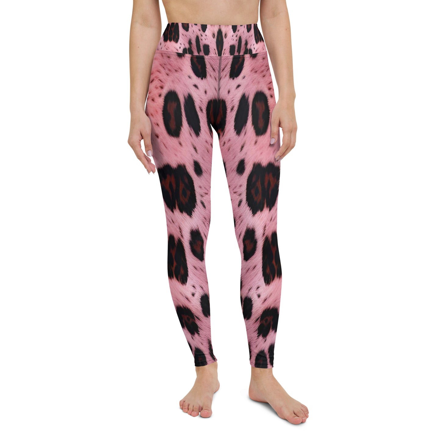 Pink Leopard Fur Print Yoga Leggings For Women
