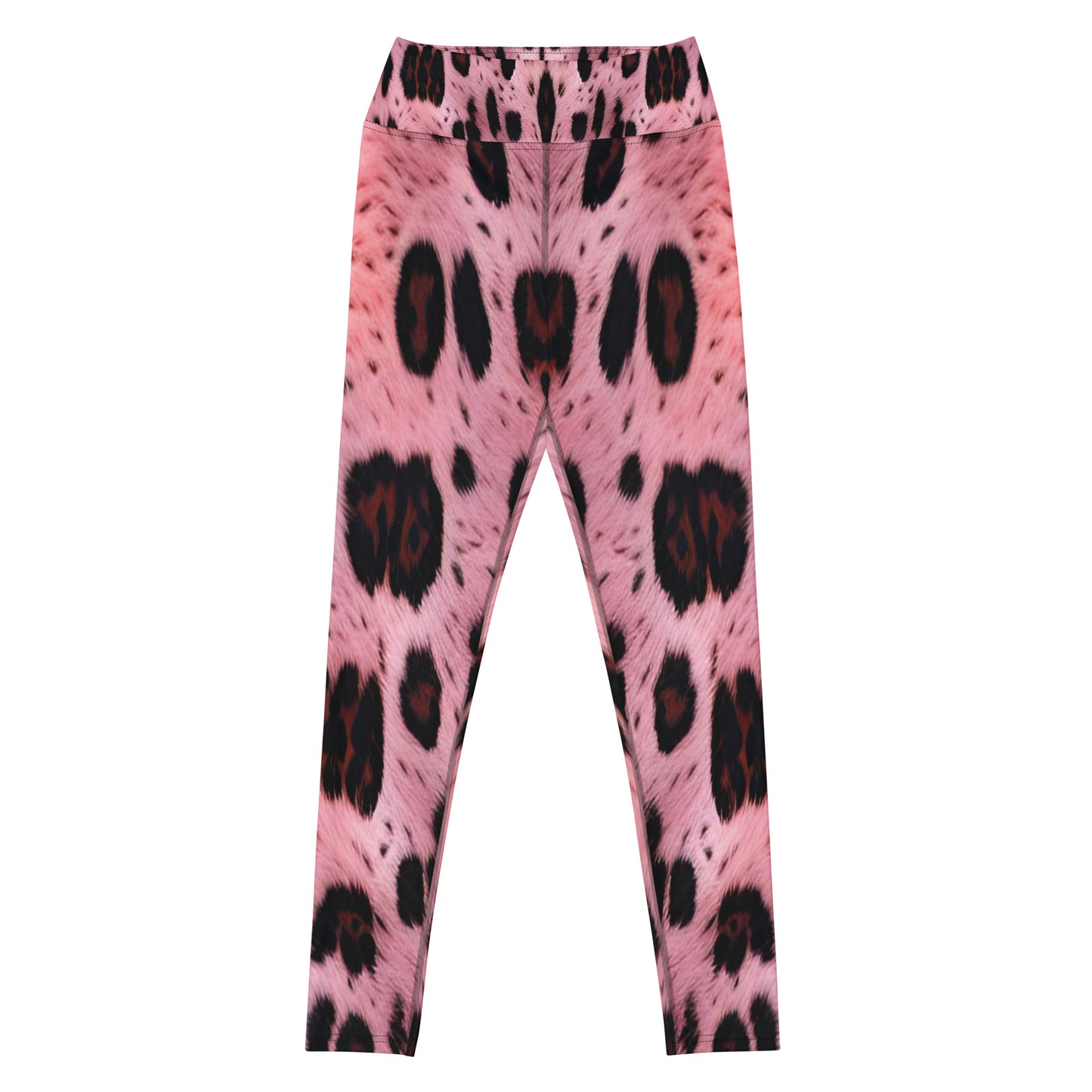 Pink Leopard Fur Print Yoga Leggings For Women