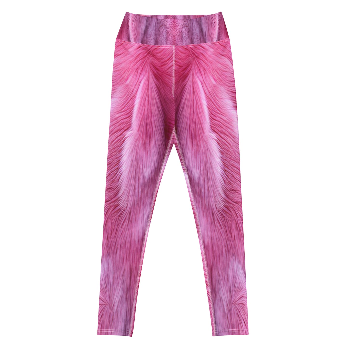 Pink Fluffy Fur Printed Yoga Leggings For Women