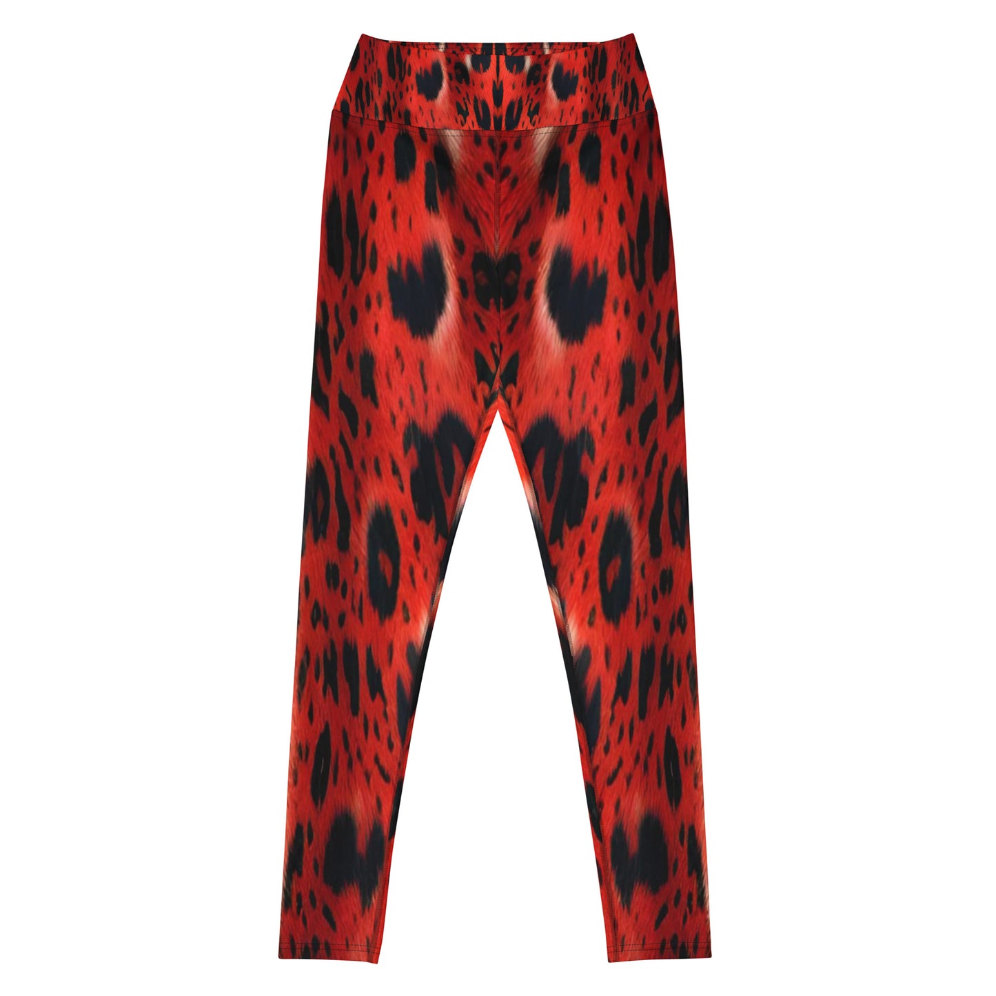 Red Leopard Fur Print Yoga Leggings For Women