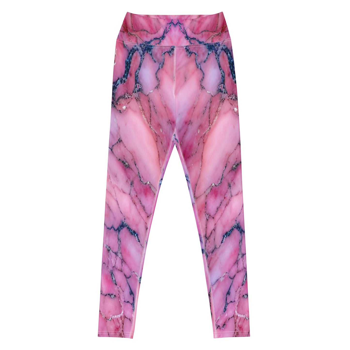 Pink Marble Printed Yoga Leggings For Women