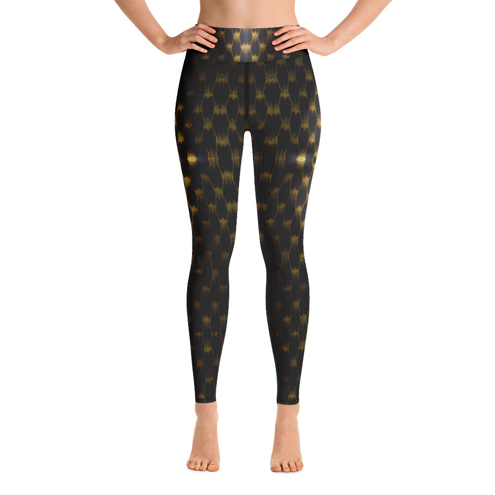 Exotic Gold Knots Print Yoga Leggings For Women