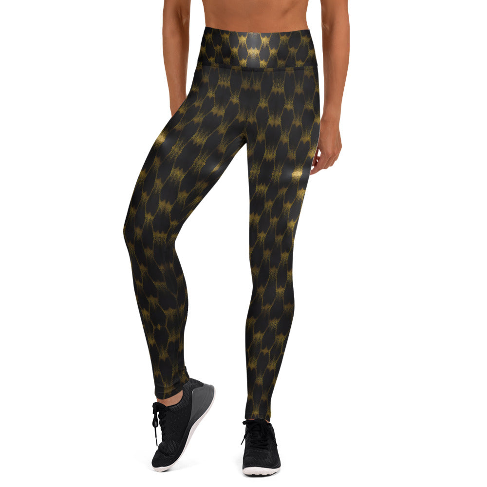 Exotic Gold Knots Print Yoga Leggings For Women