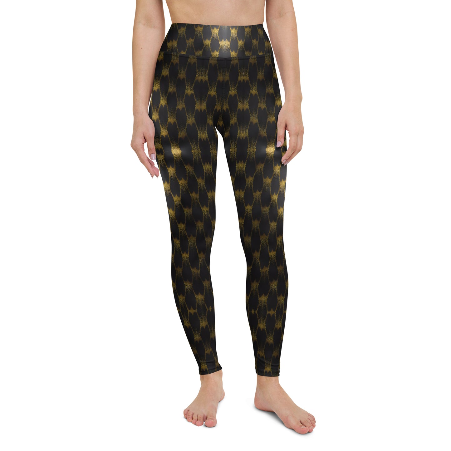 Exotic Gold Knots Print Yoga Leggings For Women