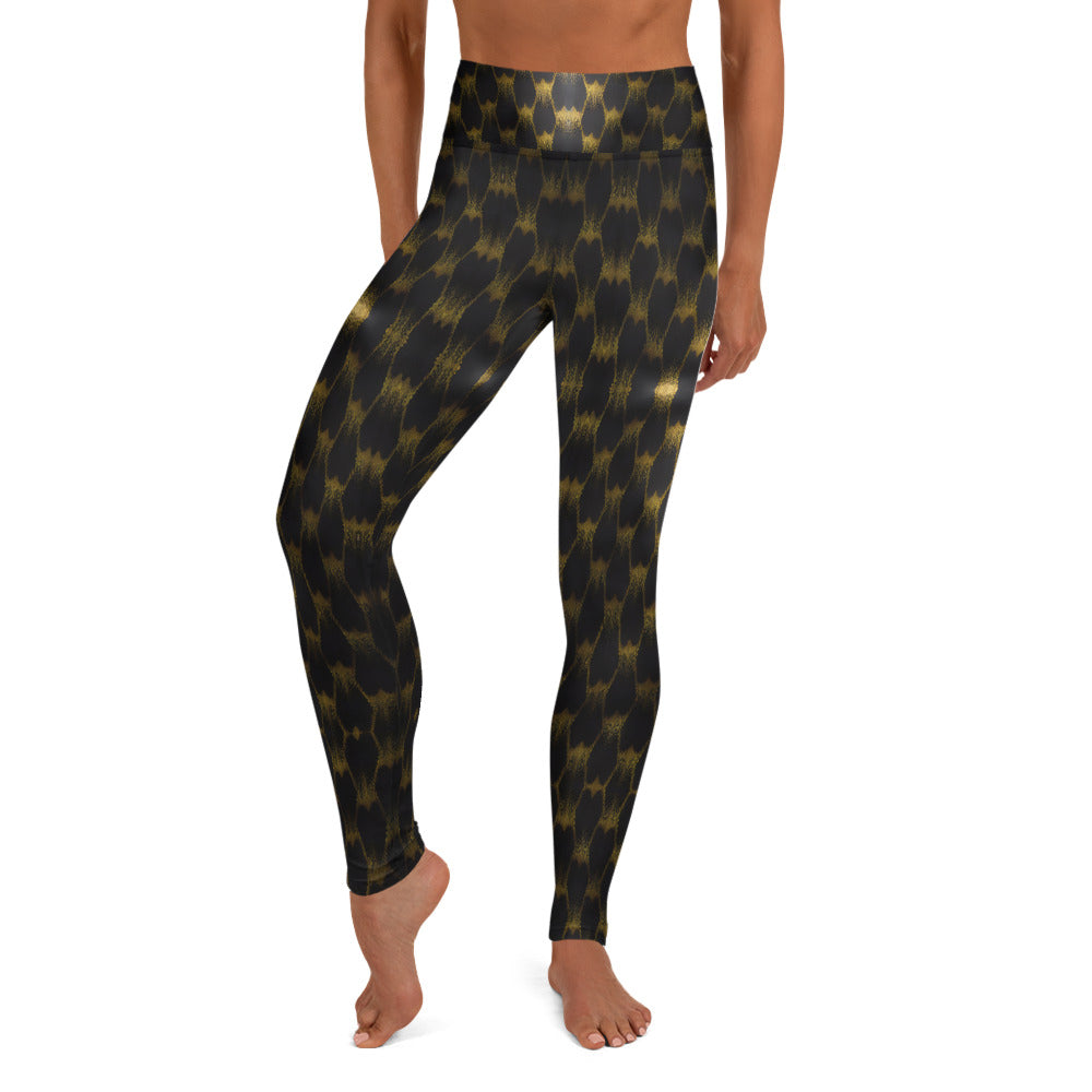 Exotic Gold Knots Print Yoga Leggings For Women