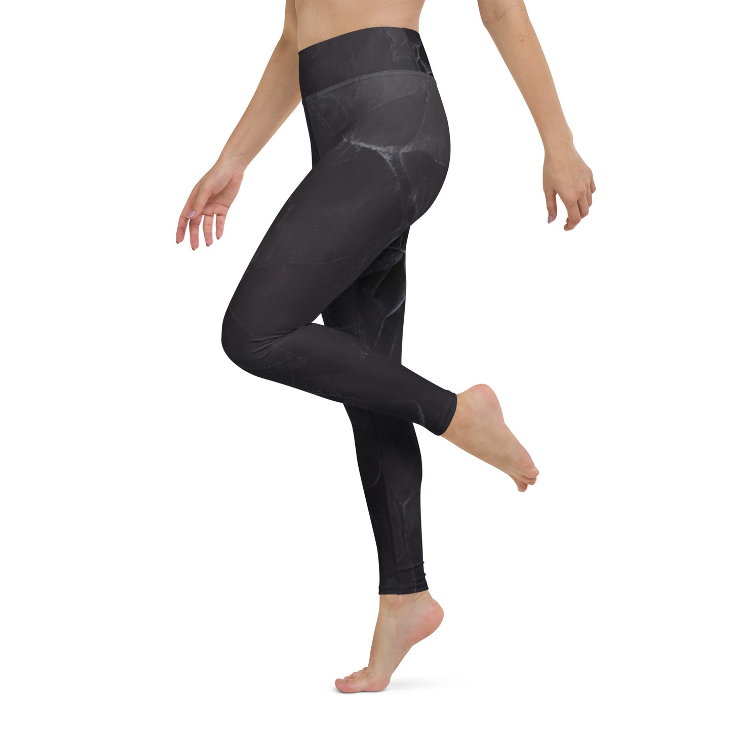Black Slate Print Yoga Leggings For Women
