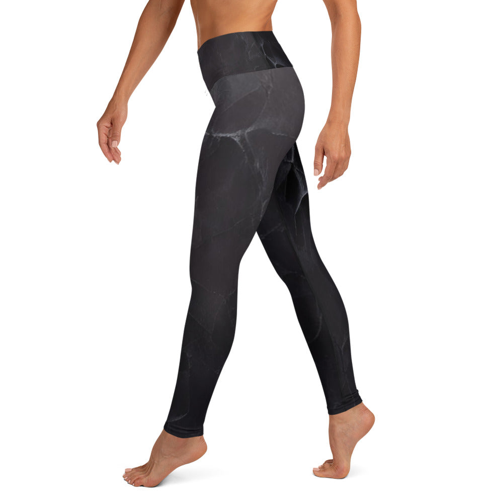 Black Slate Print Yoga Leggings For Women