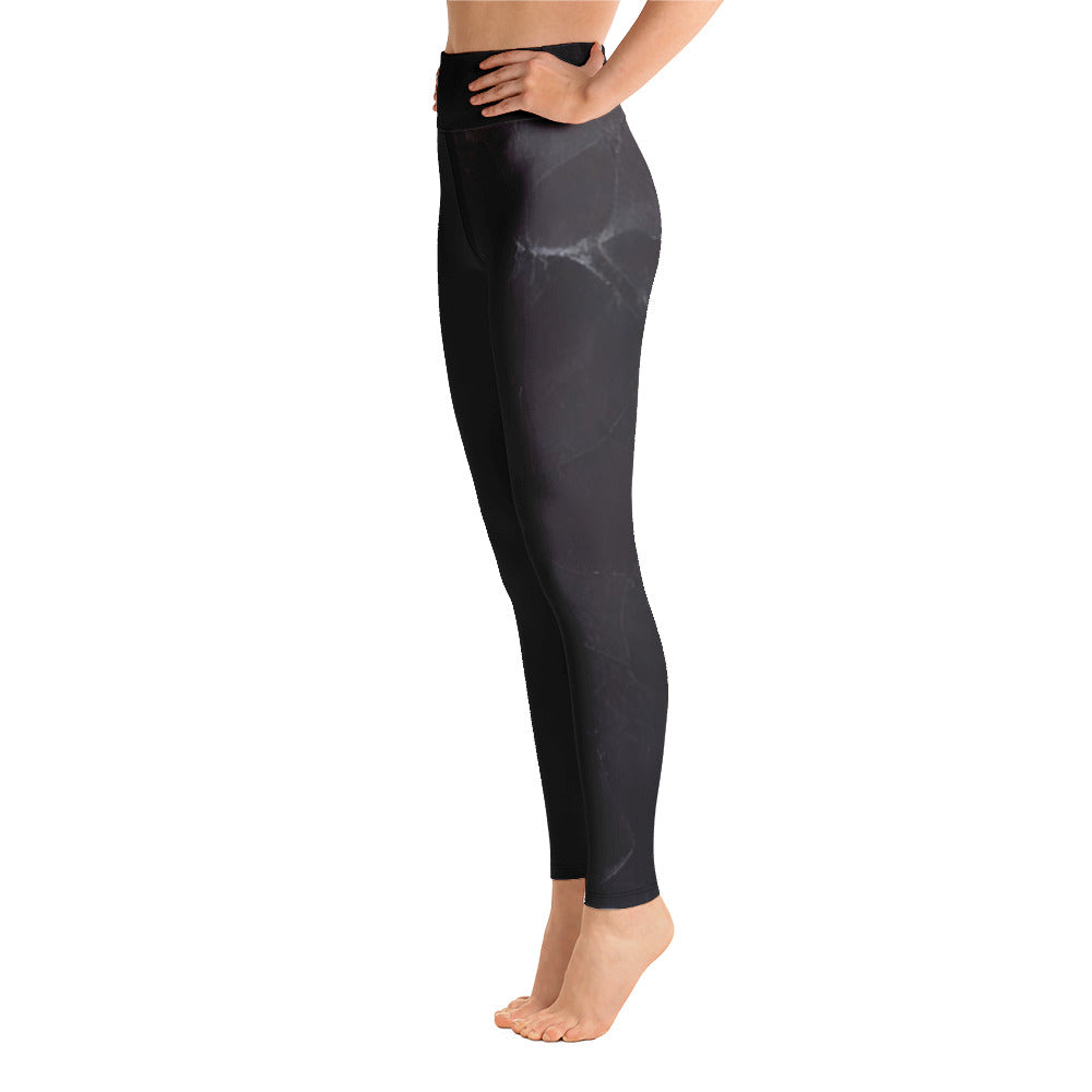 Black Slate Print Yoga Leggings For Women