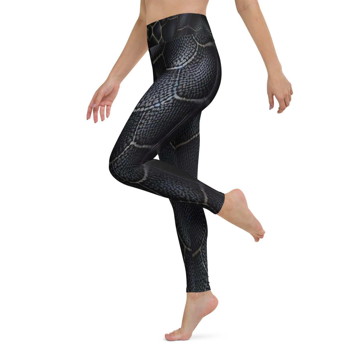 Black Mamba Snake Print Yoga Leggings For Women