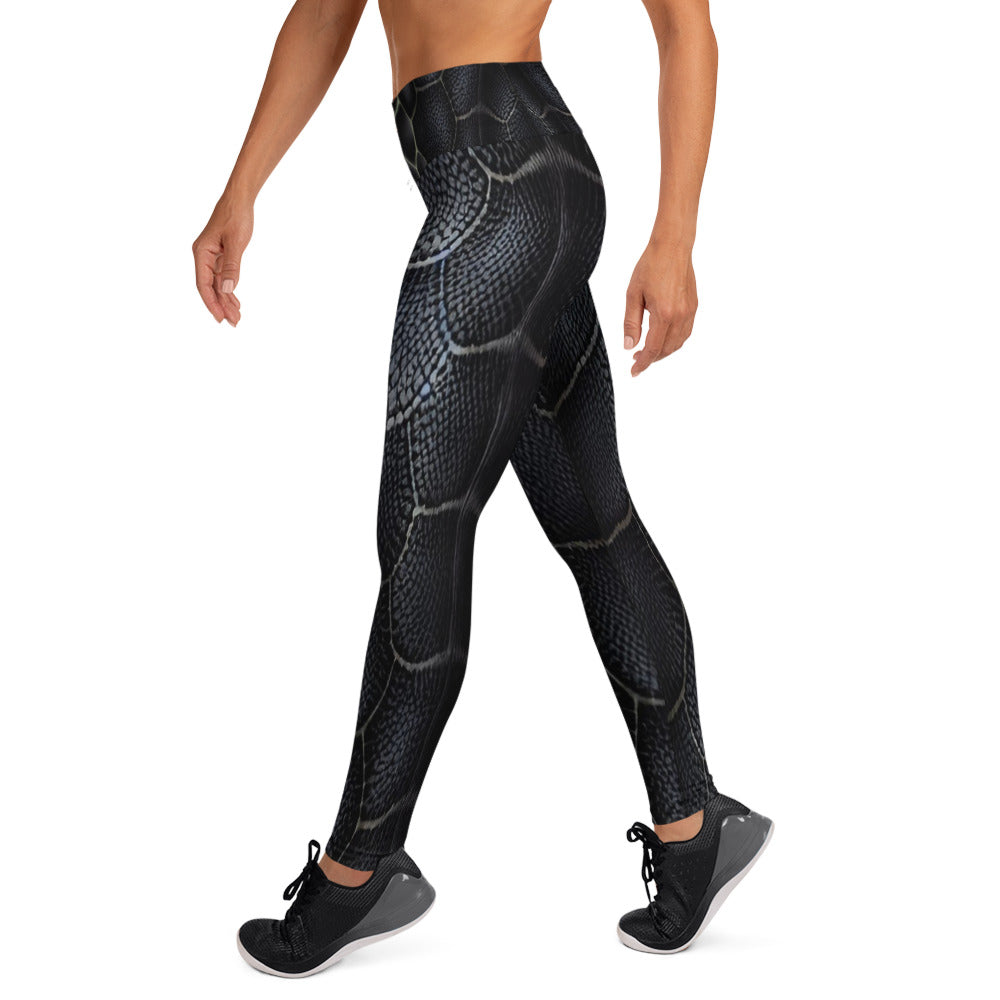 Black Mamba Snake Print Yoga Leggings For Women