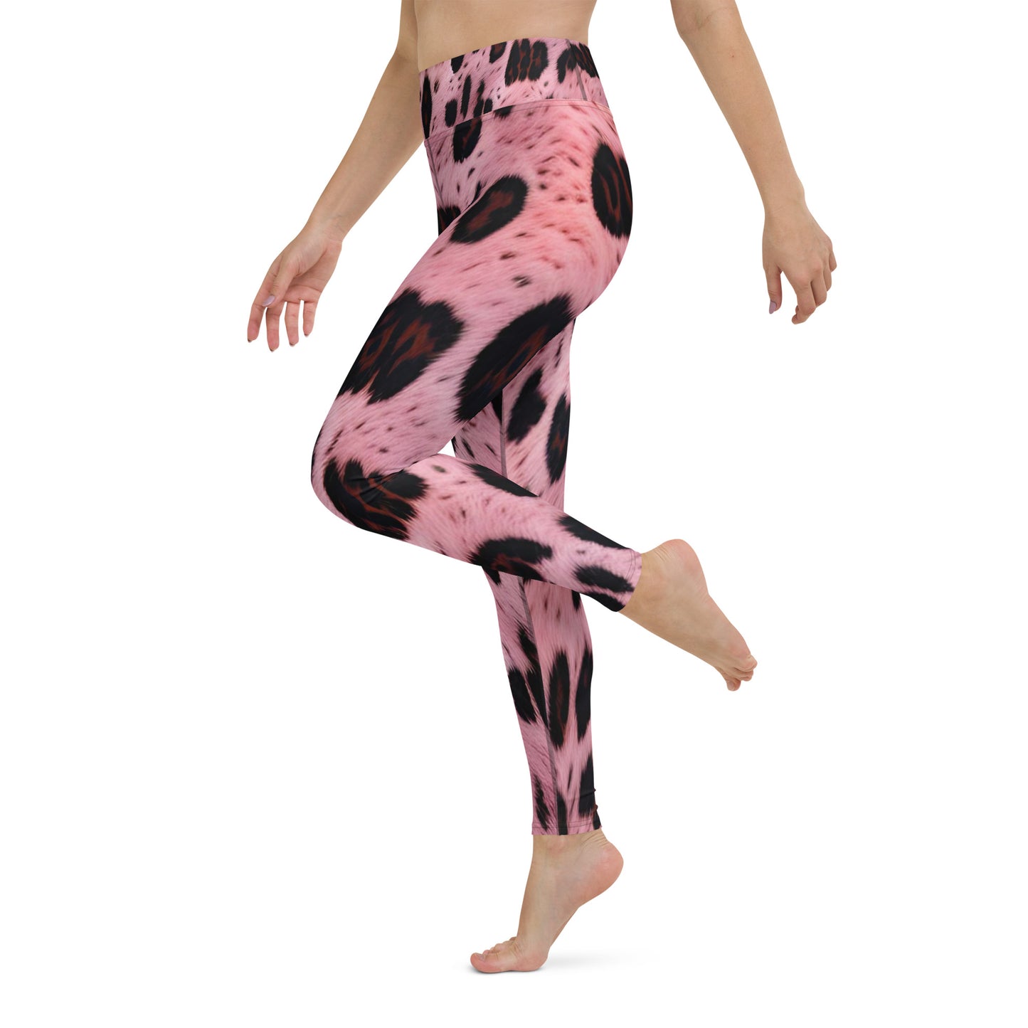Pink Leopard Fur Print Yoga Leggings For Women