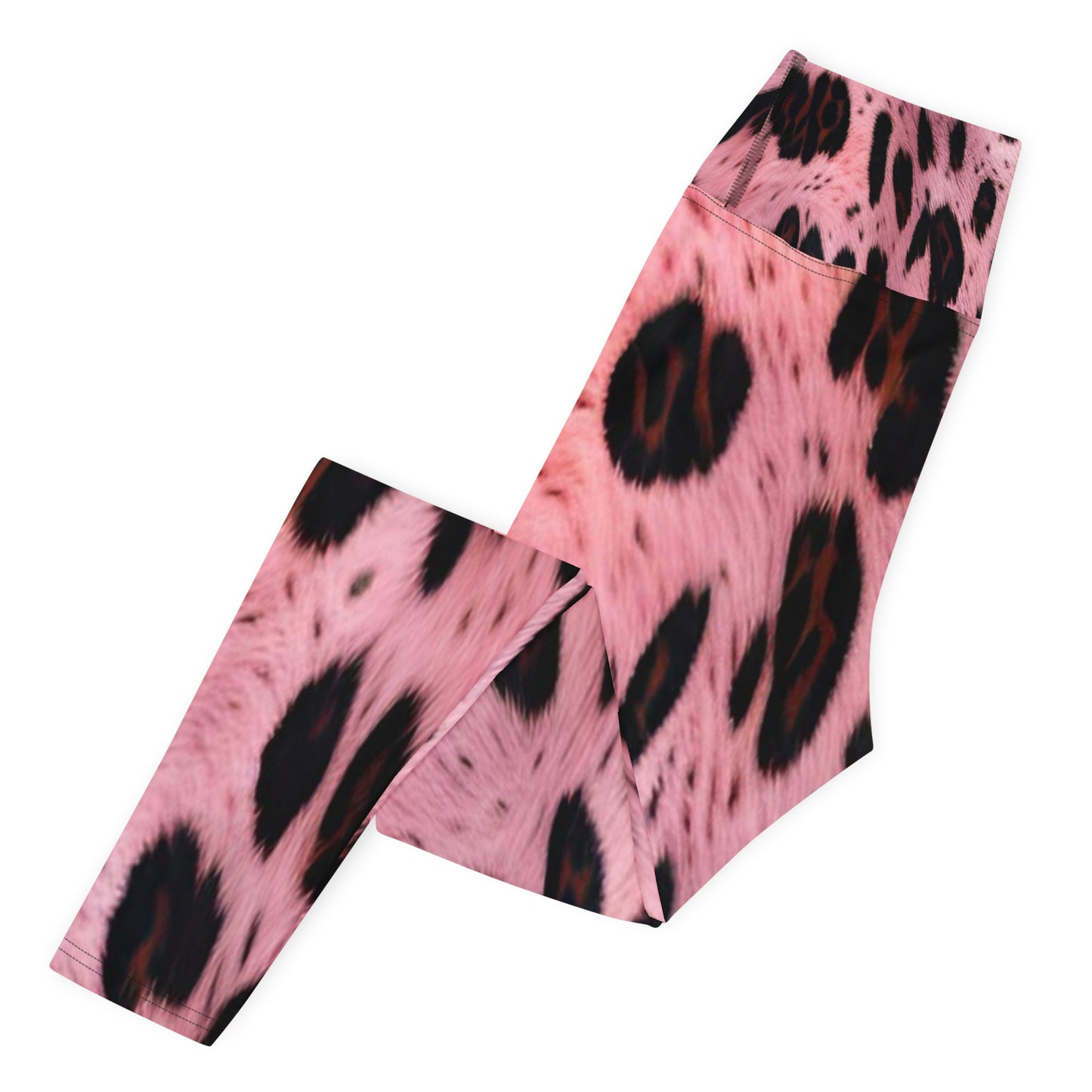 Pink Leopard Fur Print Yoga Leggings For Women