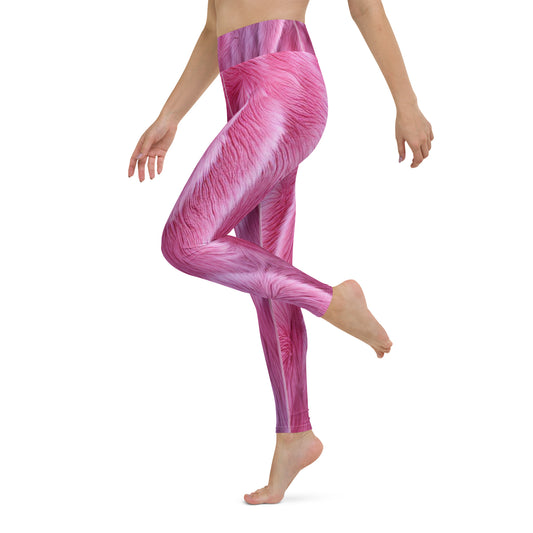 Pink Fluffy Fur Printed Yoga Leggings For Women