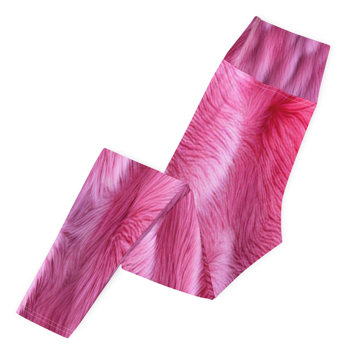 Pink Fluffy Fur Printed Yoga Leggings For Women