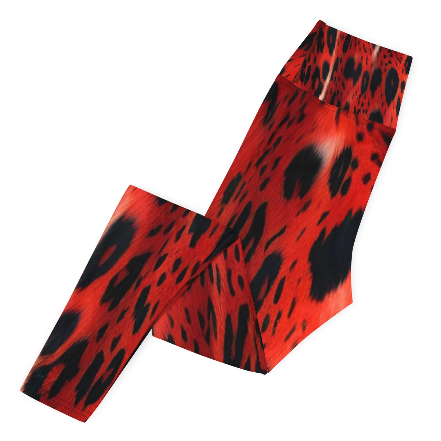 Red Leopard Fur Print Yoga Leggings For Women