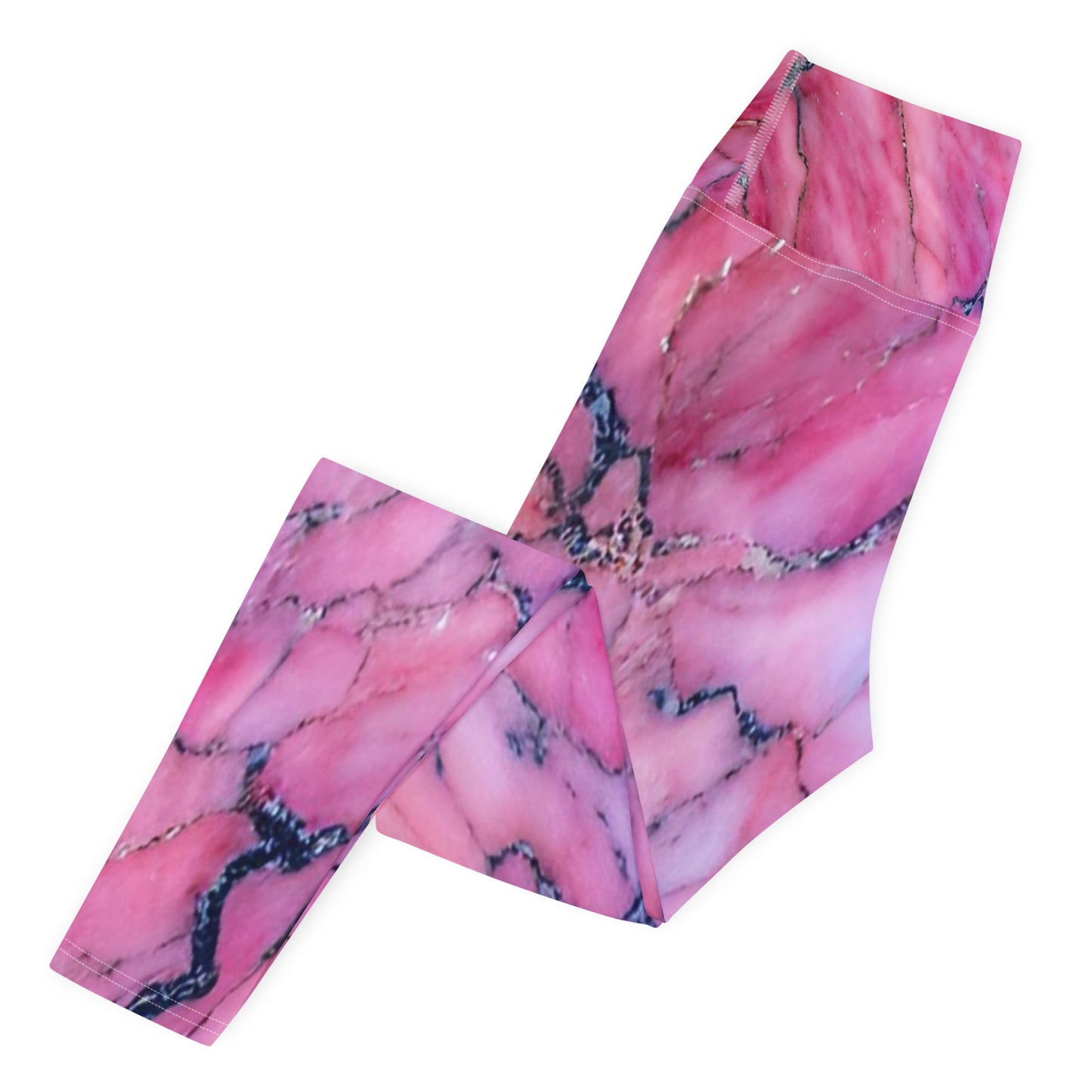 Pink Marble Printed Yoga Leggings For Women