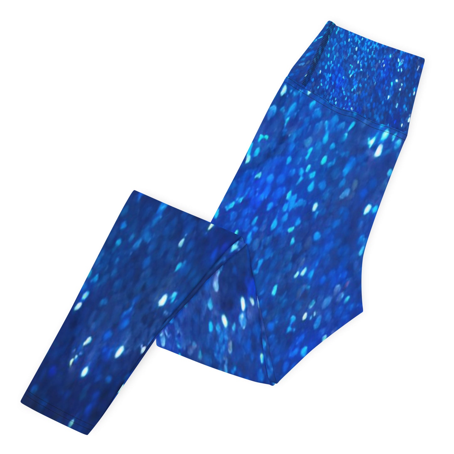 Blue Glitter Print Yoga Leggings For Women