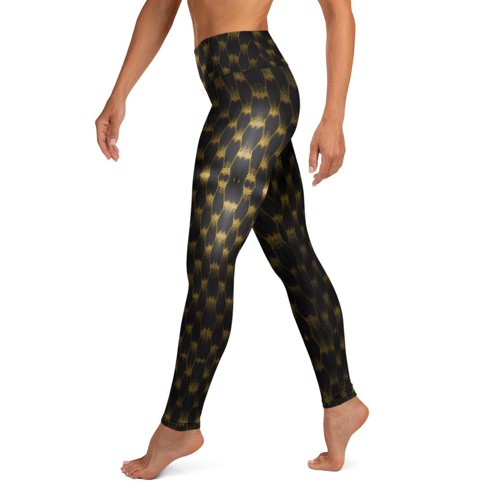 Exotic Gold Knots Print Yoga Leggings For Women