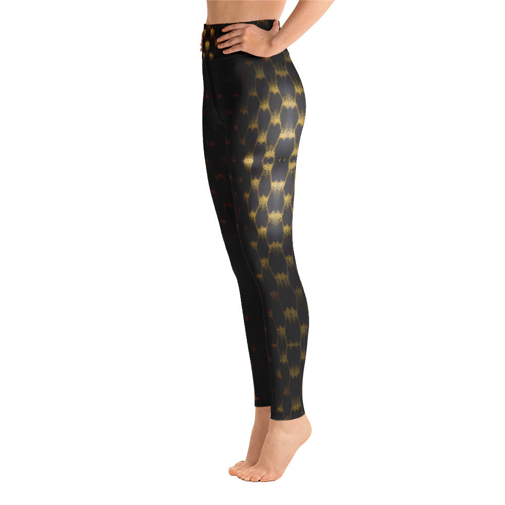 Exotic Gold Knots Print Yoga Leggings For Women