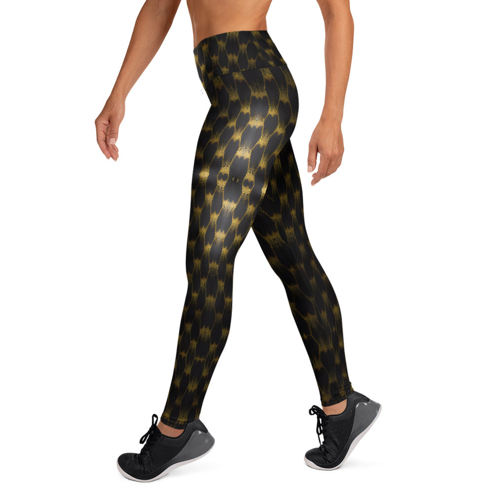 Exotic Gold Knots Print Yoga Leggings For Women