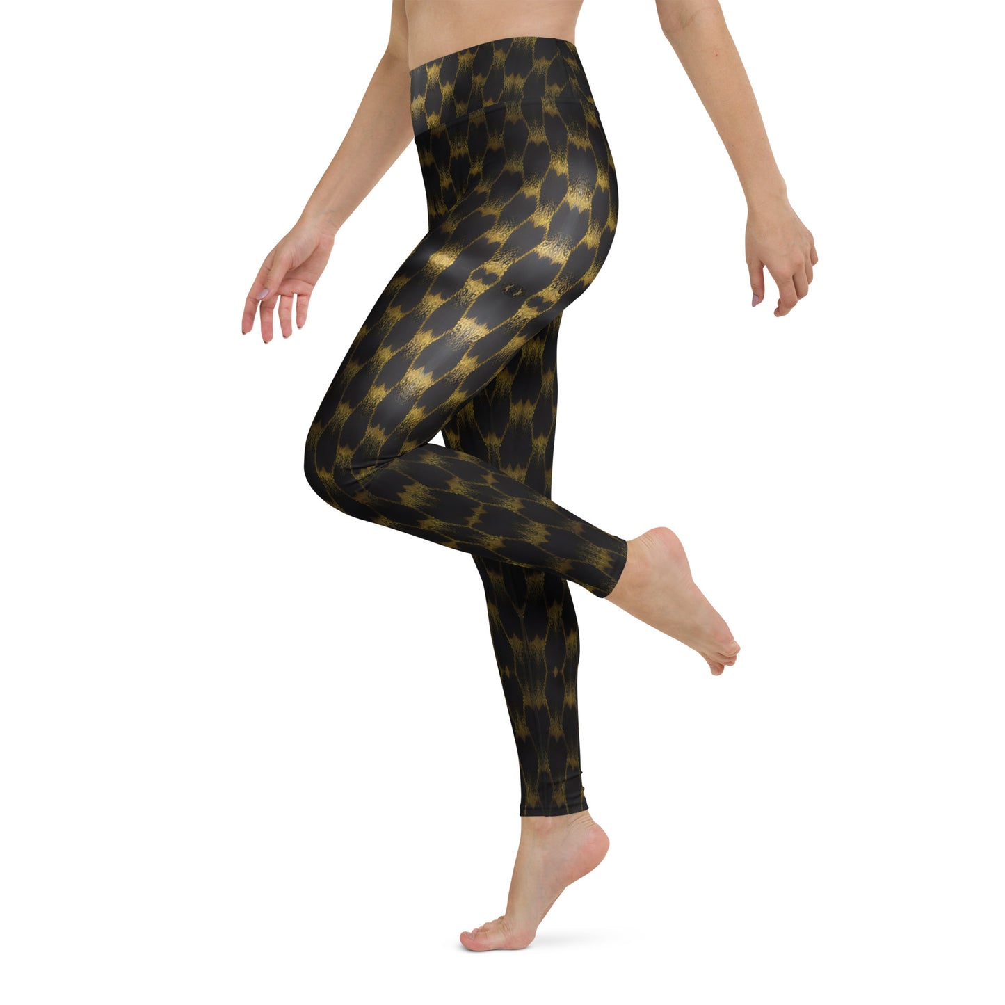 Exotic Gold Knots Print Yoga Leggings For Women