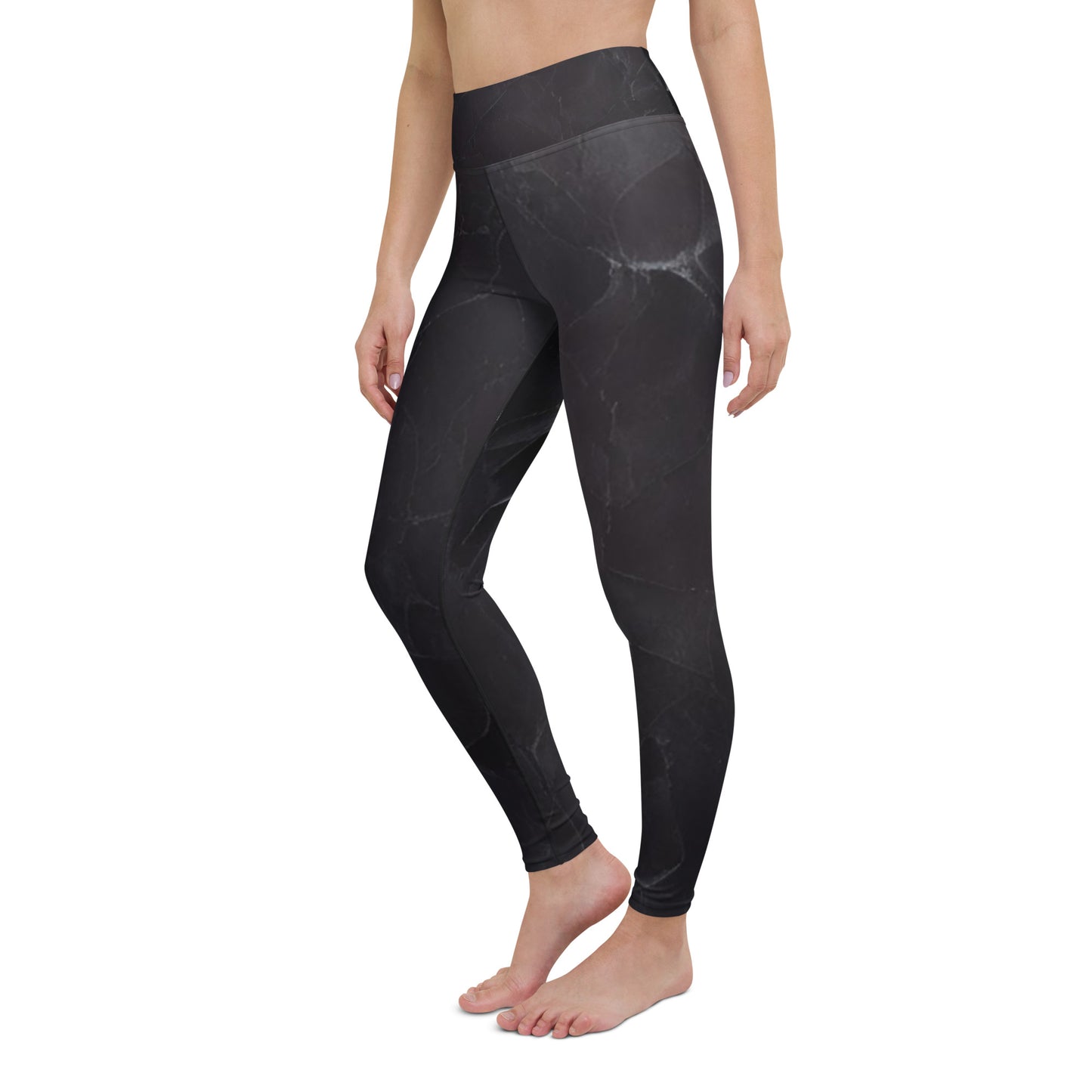 Black Slate Print Yoga Leggings For Women