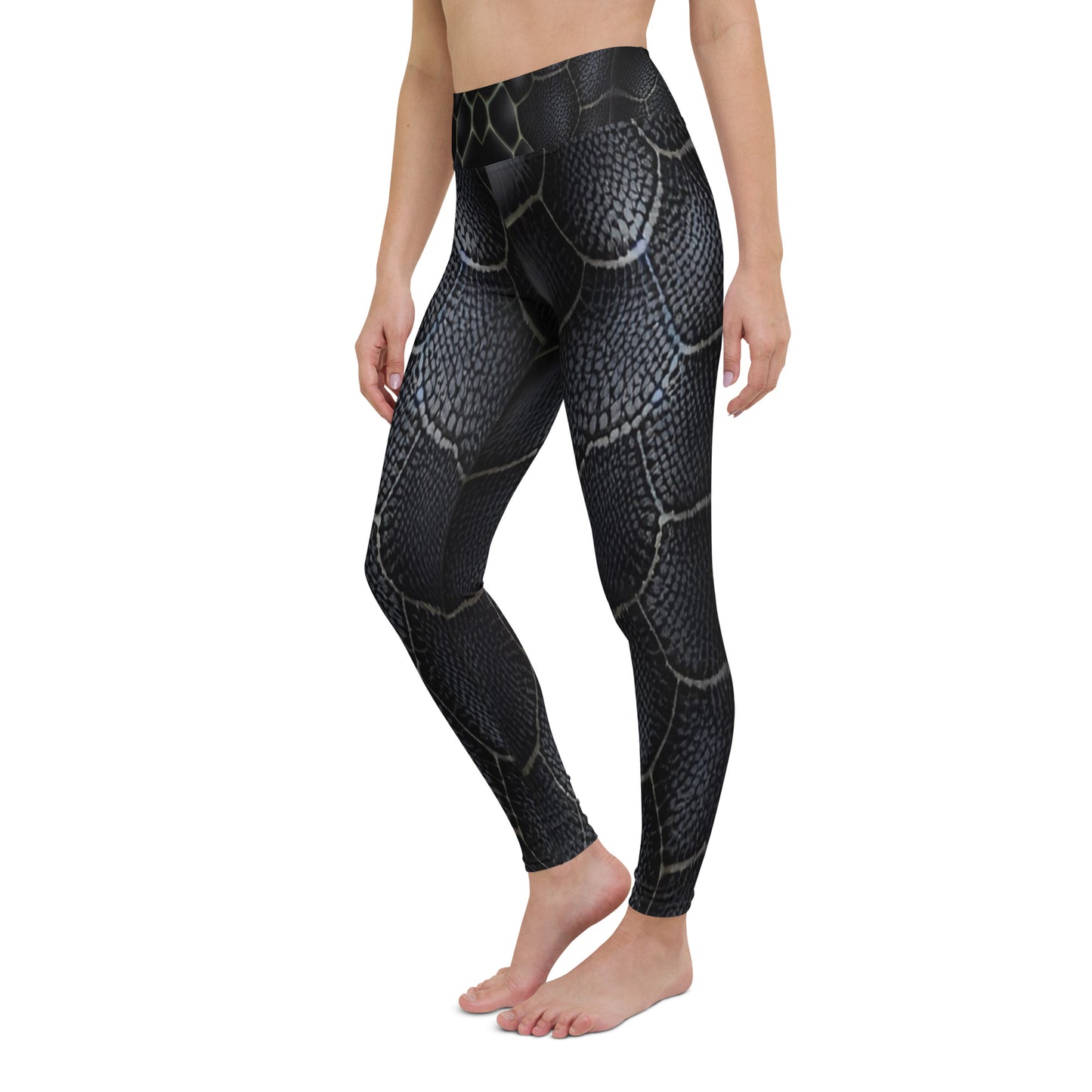 Black Mamba Snake Print Yoga Leggings For Women