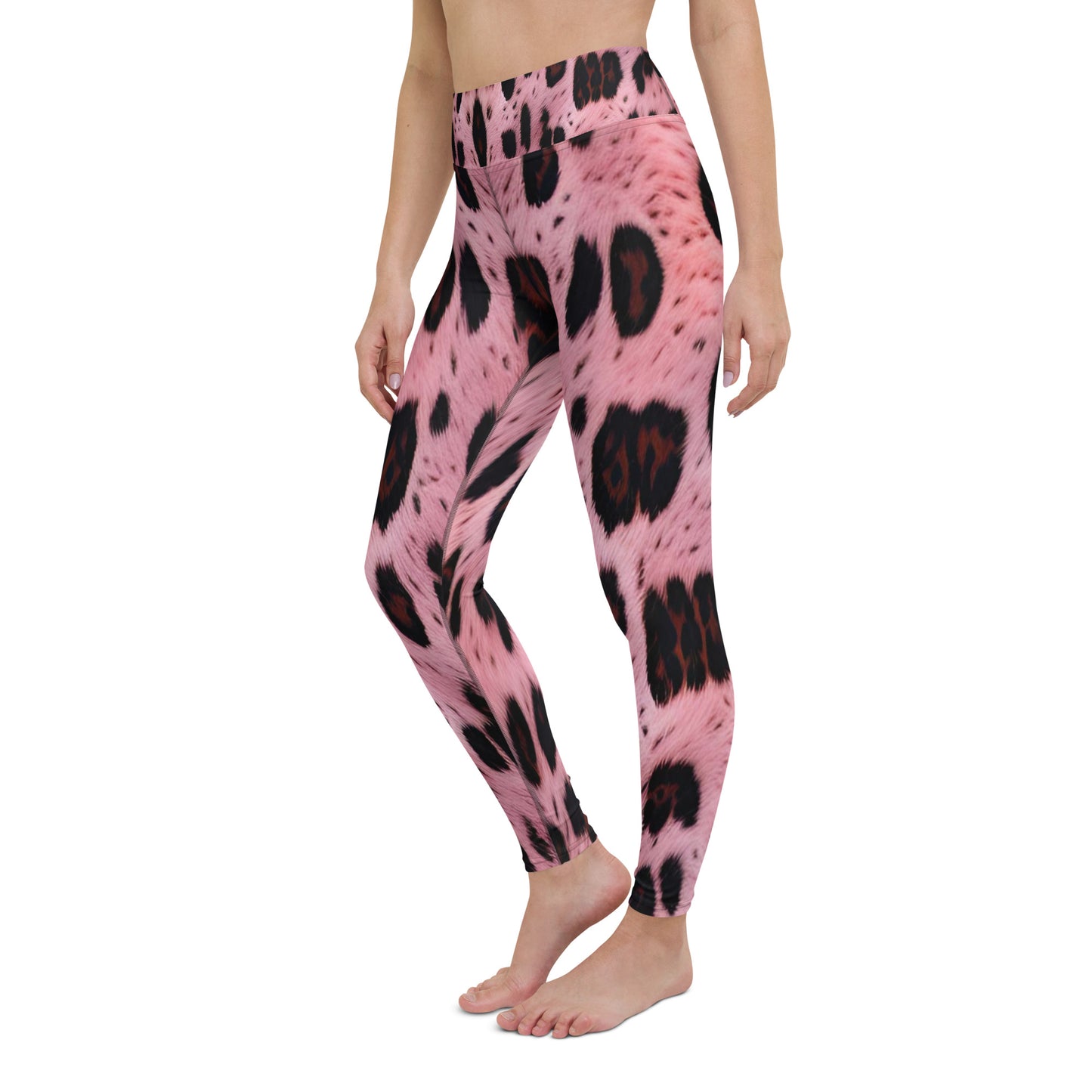 Pink Leopard Fur Print Yoga Leggings For Women