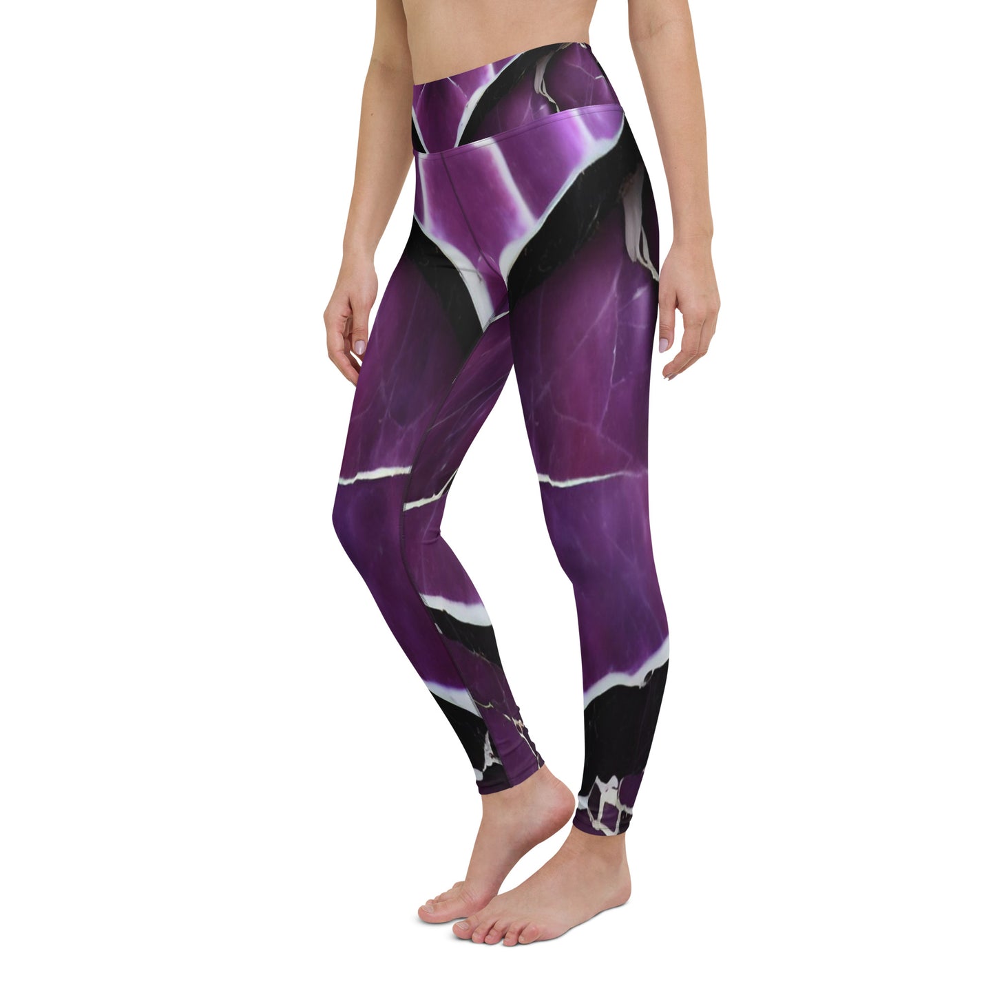 Purple Marble Print Yoga Leggings For Women