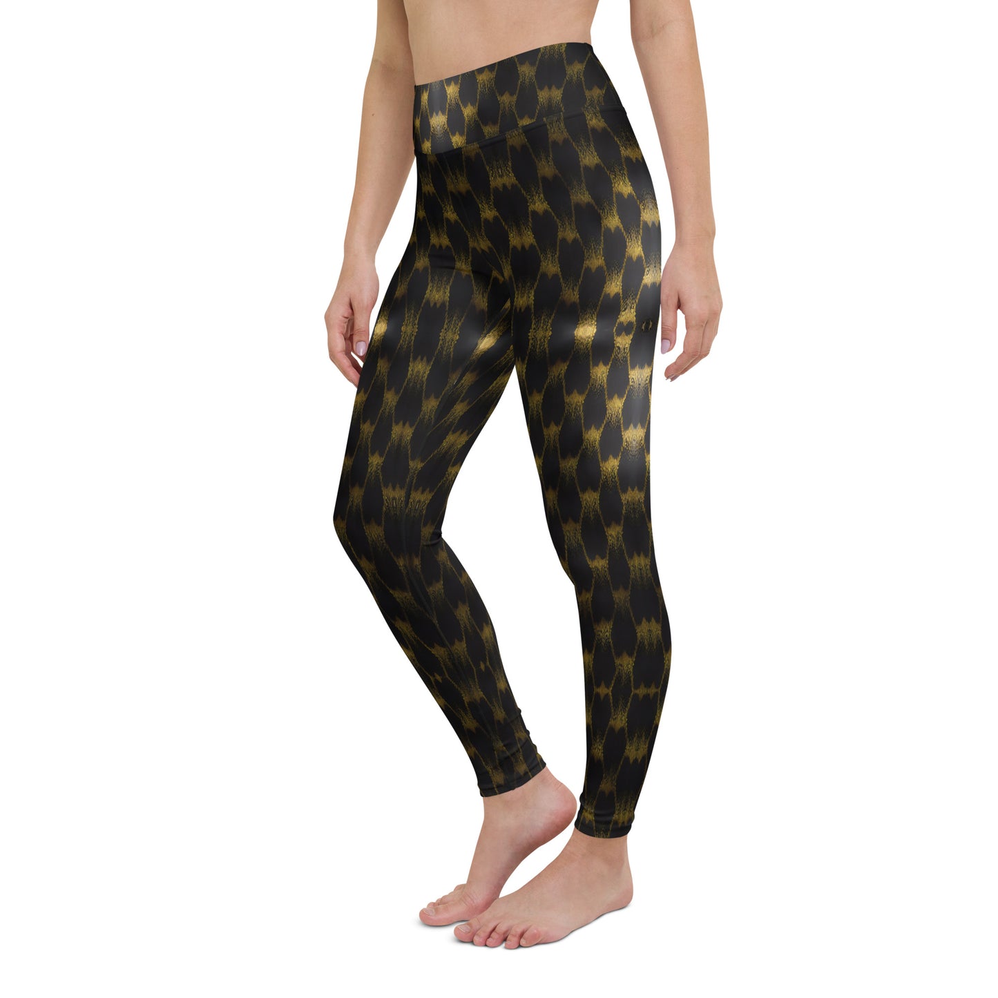 Exotic Gold Knots Print Yoga Leggings For Women