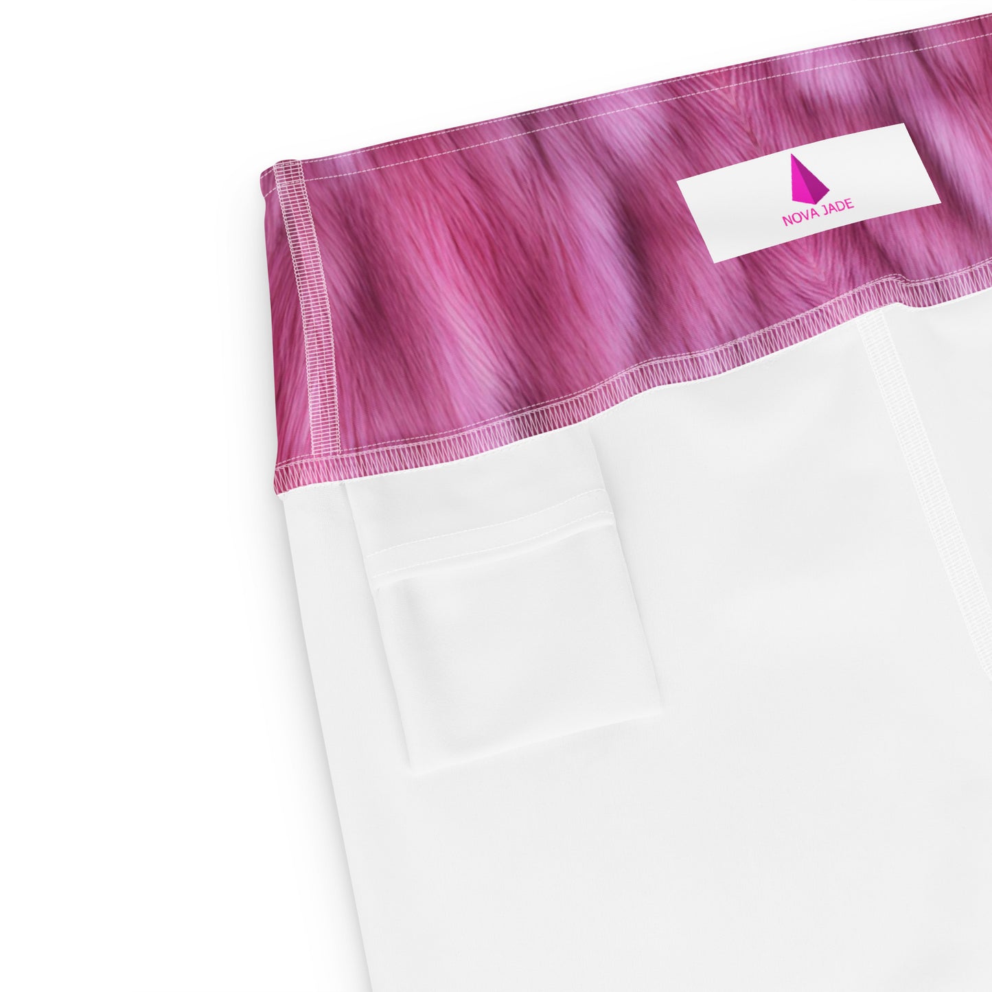 Pink Fluffy Fur Printed Yoga Leggings For Women