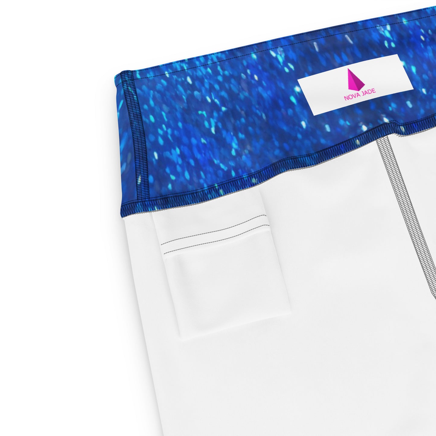 Blue Glitter Print Yoga Leggings For Women