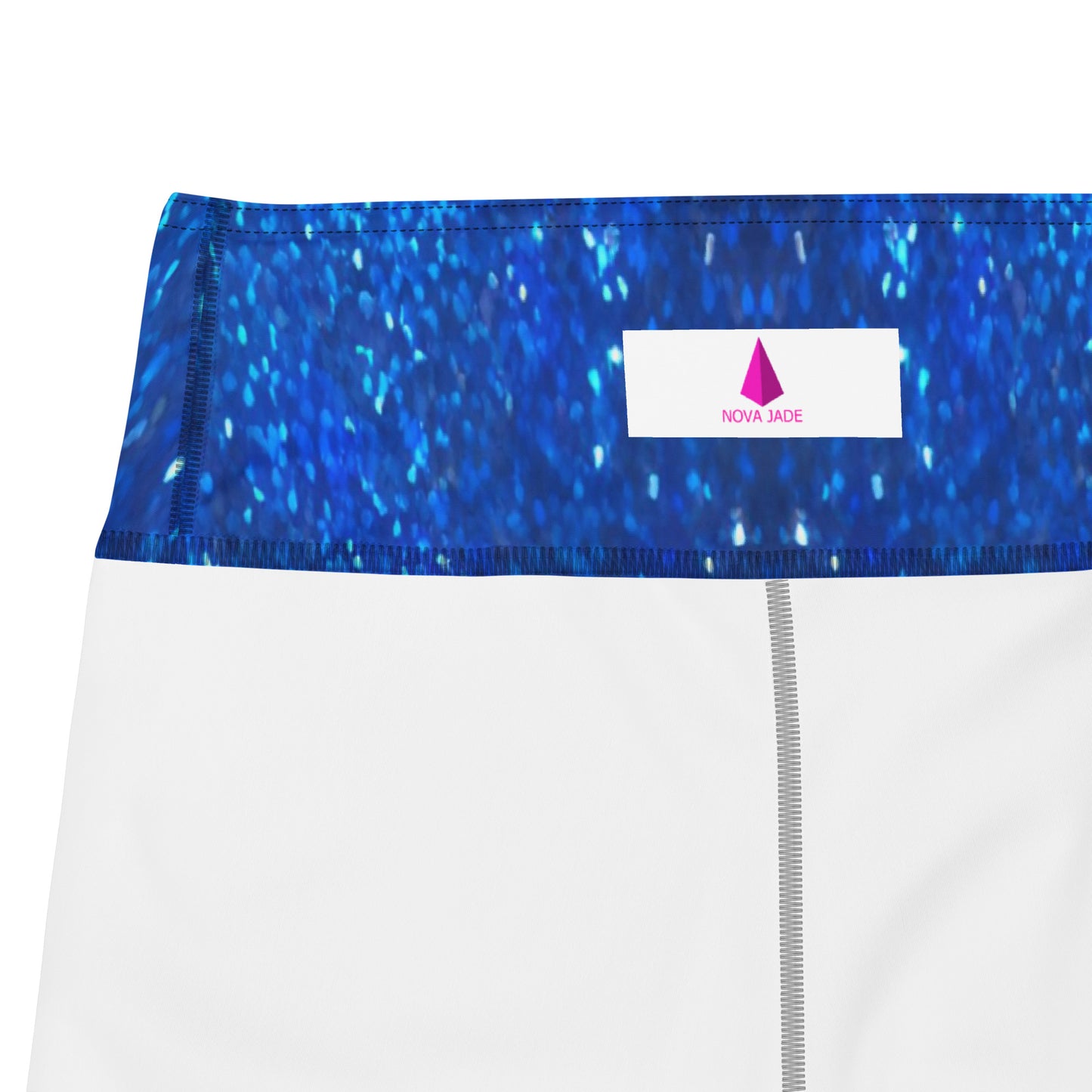 Blue Glitter Print Yoga Leggings For Women
