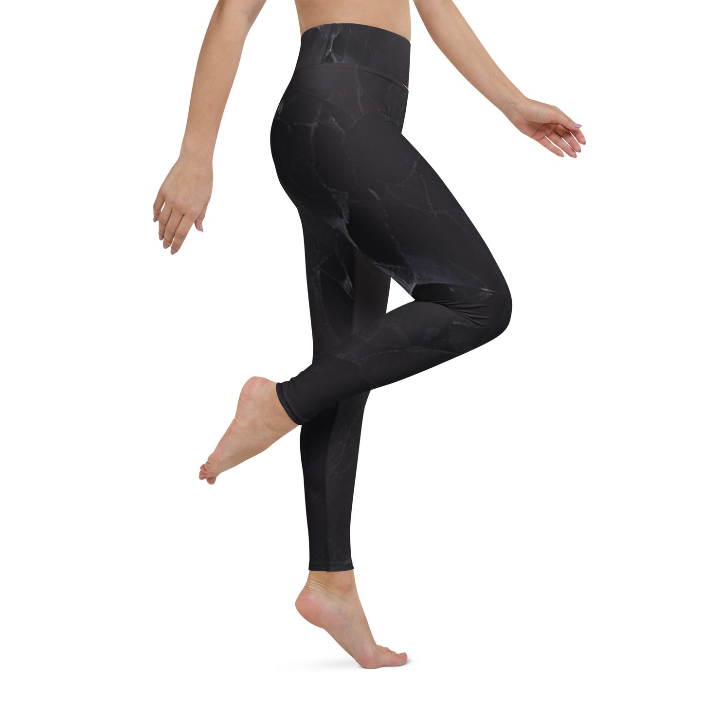 Black Slate Print Yoga Leggings For Women