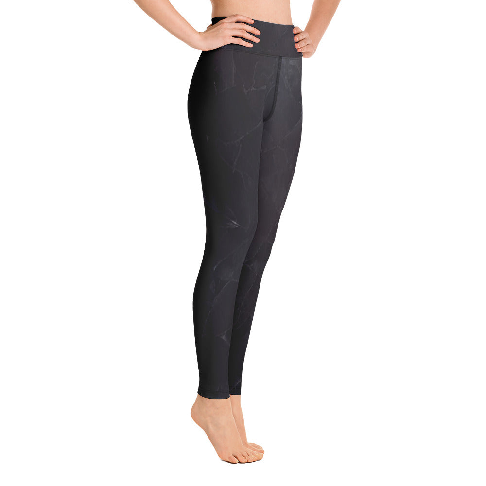 Black Slate Print Yoga Leggings For Women