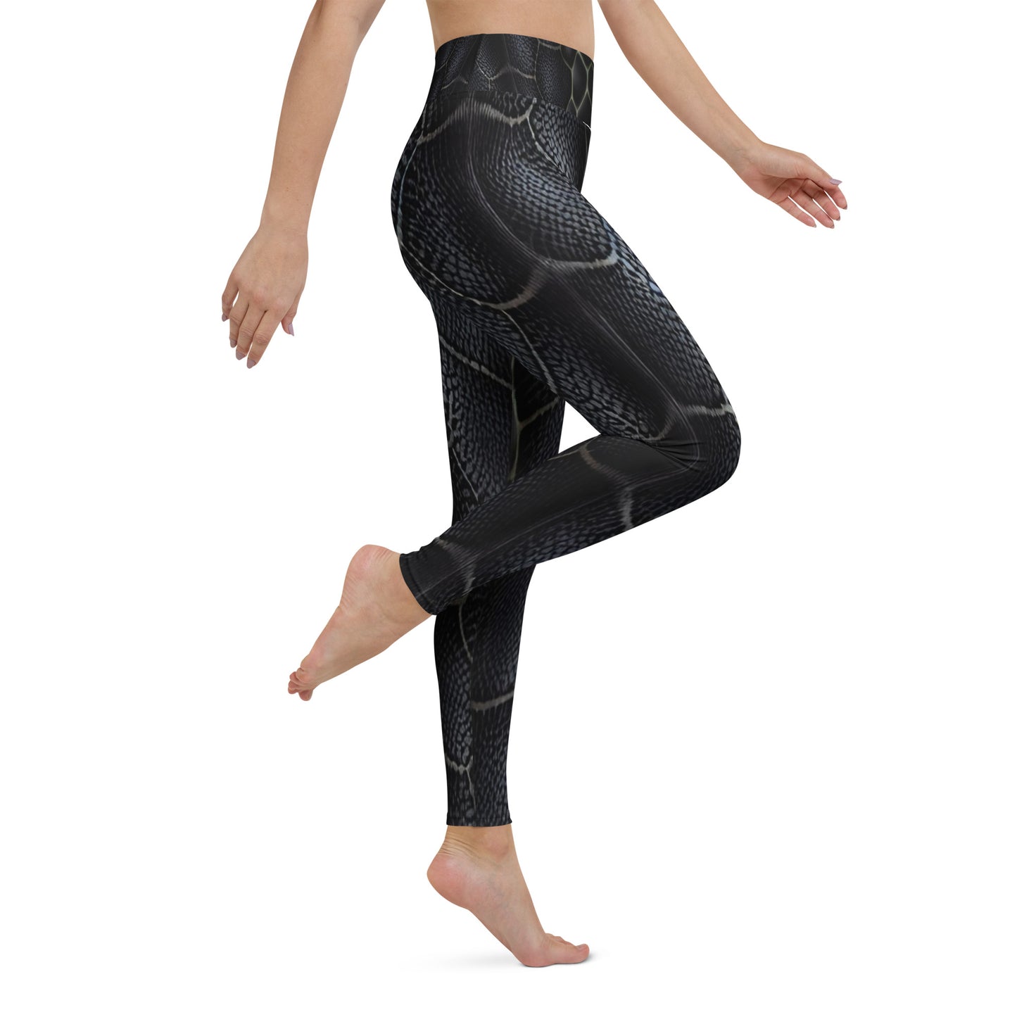 Black Mamba Snake Print Yoga Leggings For Women