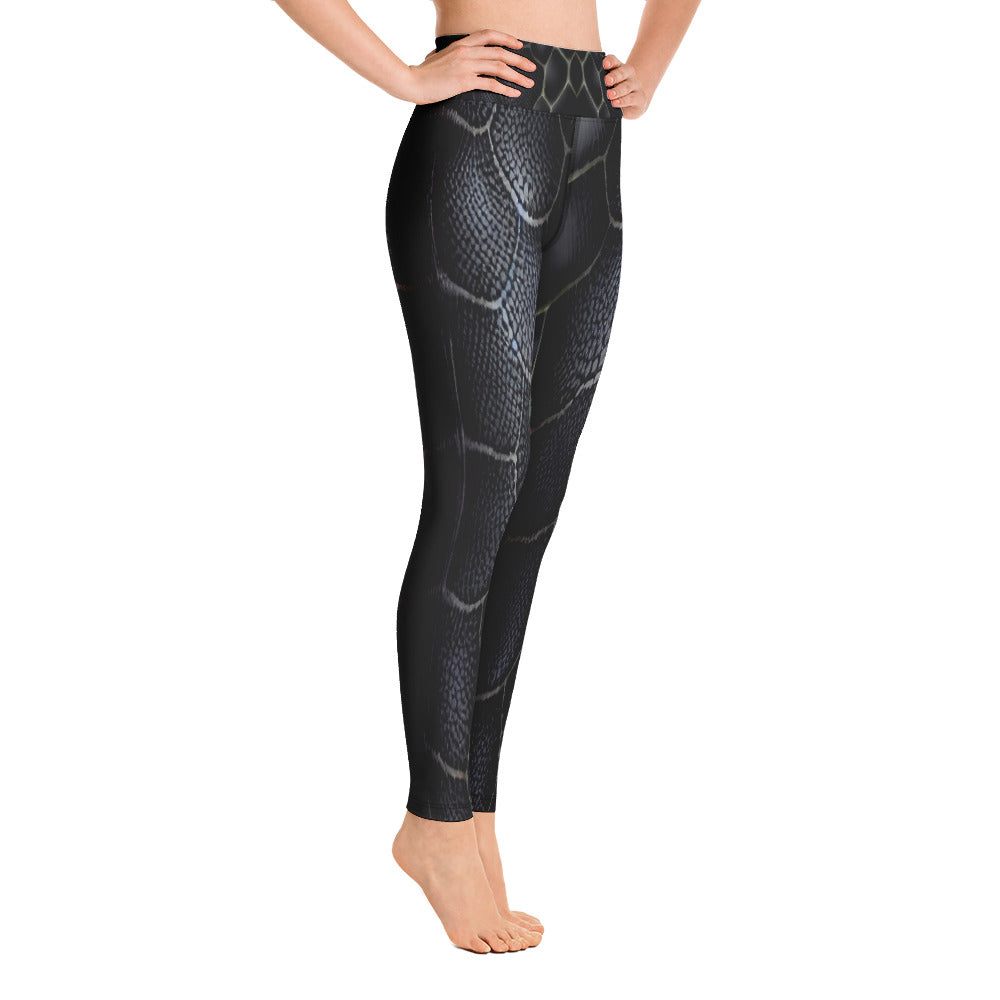 Black Mamba Snake Print Yoga Leggings For Women