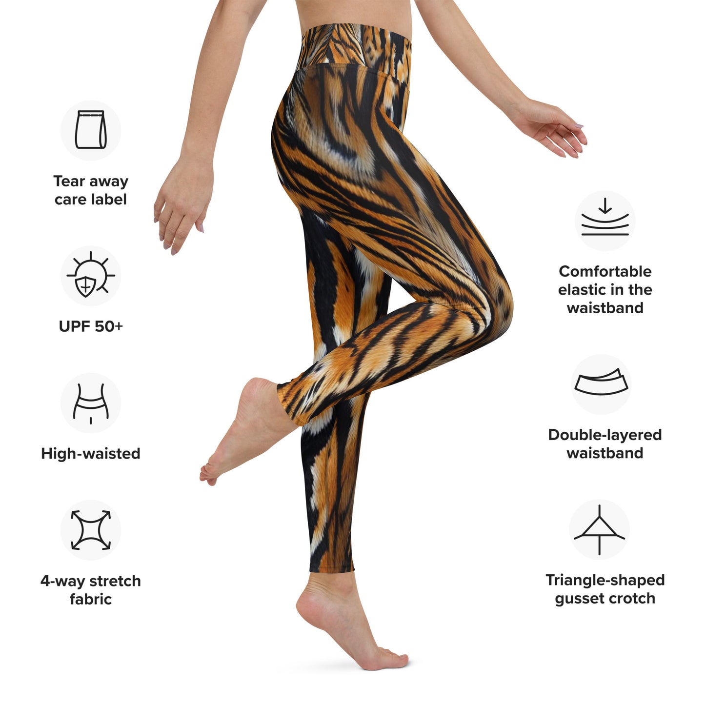 Tiger Fur Print Yoga Leggings For Women